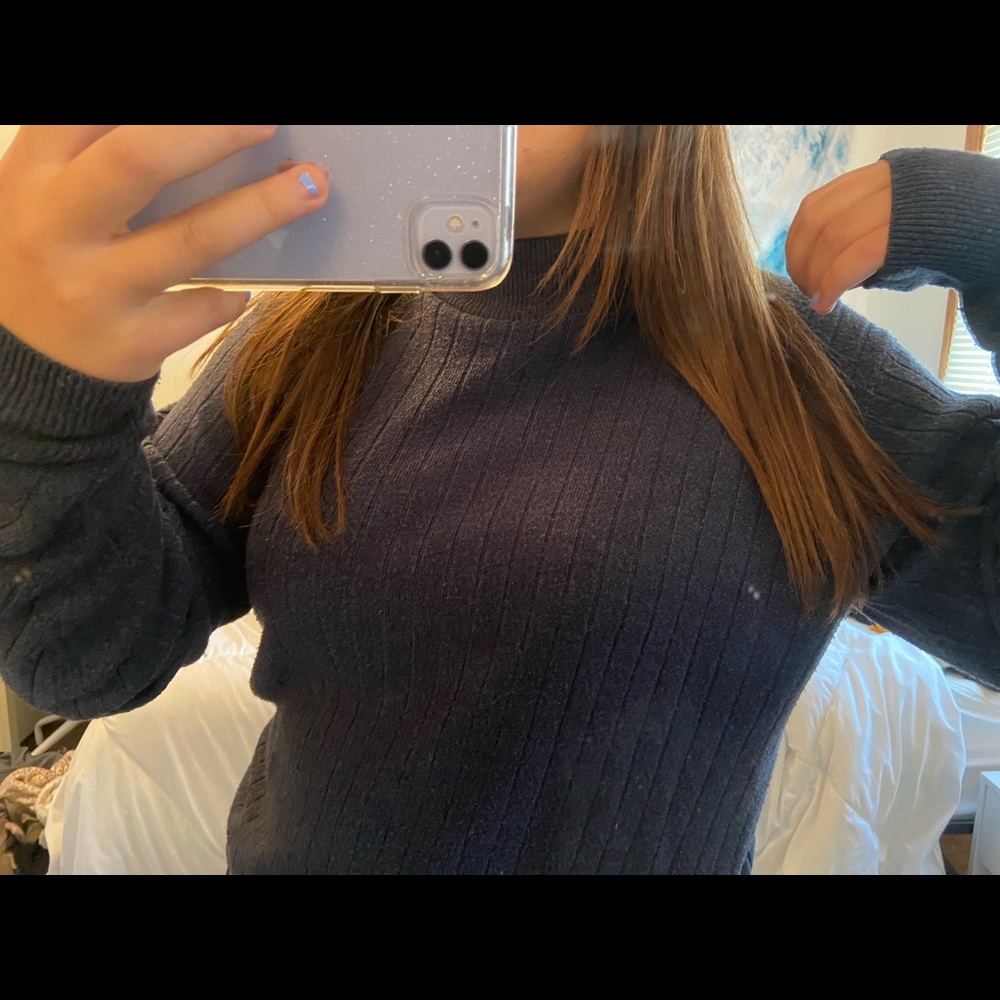 Navy Blue Mock Neck Sweater